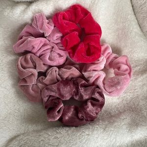 pink felt scrunchies
